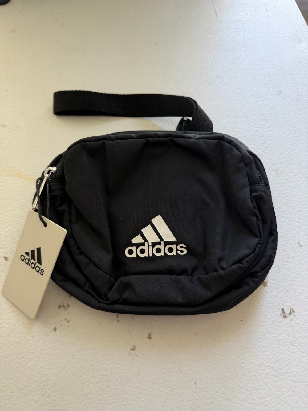 adidas Black Mini Waist Pack with White Logo